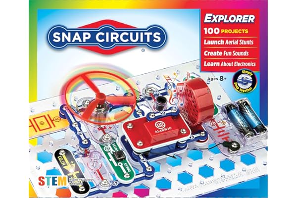 Snap Circuits Jr. SC-100 Electronics Exploration Kit, Over 100 Projects, Full Color Project Manual, 28 Parts, STEM Educationa