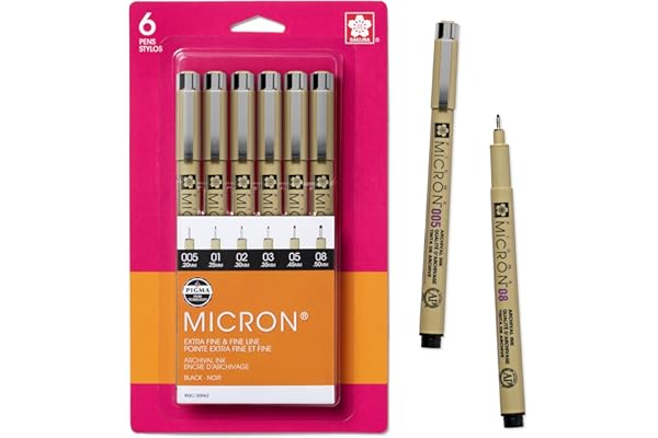 SAKURA Pigma Micron Fineliner Pens - Archival Black Ink Pens - For Writing or Drawing - Holiday Gifts for Artists, Crafters &