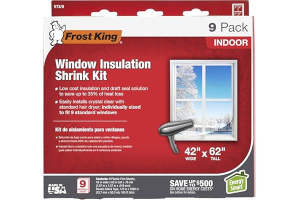 Frost King V73/9H Indoor Shrink Window Kit 42 62-Inch, Clear, 9-Pack