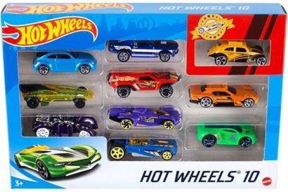 Hot Wheels Set of 10 1:64 Scale Toy Trucks and Cars for Kids and Collectors, Styles May Vary (Amazon Exclusive)
