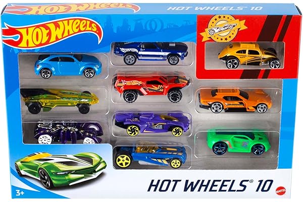 Hot Wheels Set of 10 1:64 Scale Toy Trucks and Cars for Kids and Collectors, Styles May Vary (Amazon Exclusive)