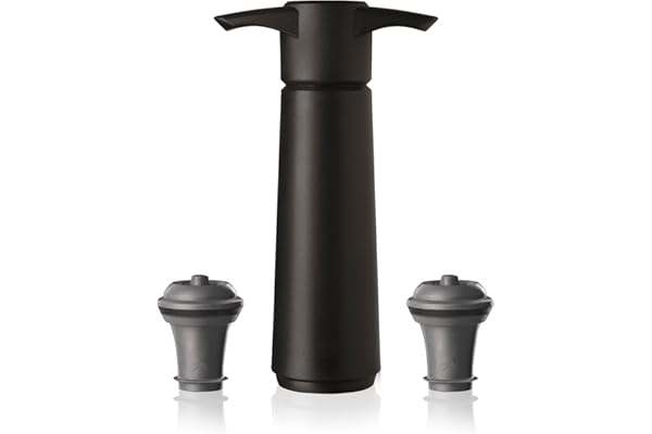 Vacu Vin Original Wine Saver with 2 Vacuum Bottle Stoppers – Black Wine Preserver Pump for Red or White Wine – Manual Air Rem