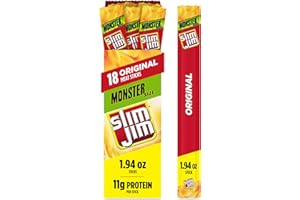Slim Jim Monster Smoked Meat Sticks, Original Flavor, High Protein, Stocking Stuffer, 1.94 oz. (18 Count)