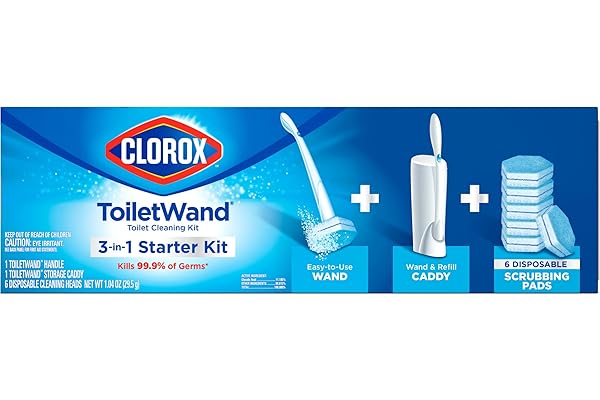 Clorox ToiletWand Toilet Bowl Cleaner- Toilet Brush, Storage Caddy and 6 Disinfecting Refill Heads