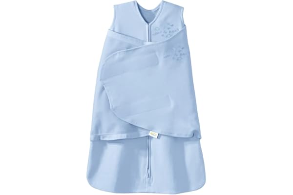 HALO 100% Cotton Sleepsack Swaddle, 3-Way Adjustable Wearable Blanket, TOG 1.5, Baby Blue, Newborn, 0-3 Months