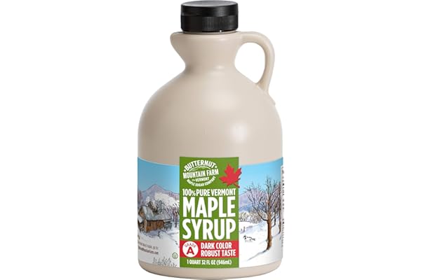 Butternut Mountain Farm Pure Vermont Maple Syrup, Grade A, Dark Color, Robust Taste, All Natural, Easy Pour, 32 Fl Oz, 1 Qt (