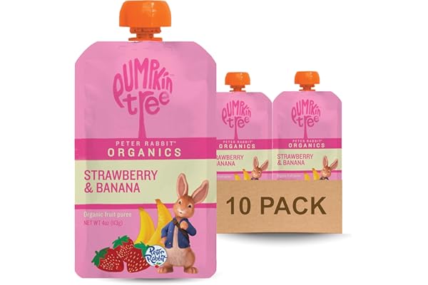 Pumpkin Tree Peter Rabbit Organics Strawberry and Banana Pure Fruit Snack, 4 Ounce (Pack of 10)