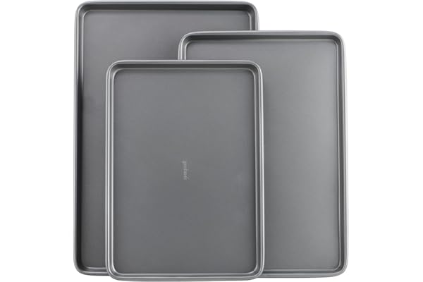 GoodCook Everyday Nonstick Carbon Steel Baking Sheet Set, 3 Pack – Small 13” x 9”, Medium 15” x 10”, Large 17” x 11” – Carbon