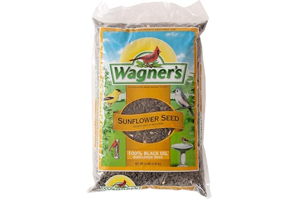 Wagner's 52023 Black Oil Sunflower Seed Wild Bird Food, 5-Pound Bag