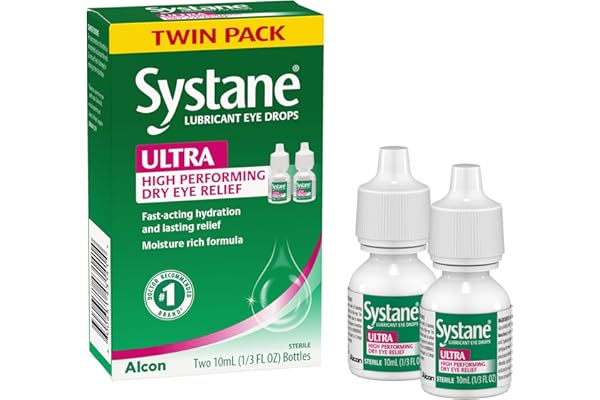 Systane Ultra Lubricant Eye Drops, Artificial Tears for Dry Eye, Twin Pack, 10-mL Each