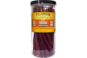 Tillamook Country Smoker Real Hardwood Smoked Sausages, Teriyaki, 15.2 Ounce Tall Jar, 20 Count
