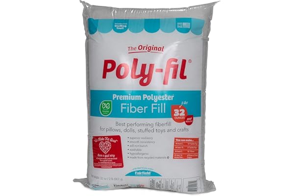 Fairfield The Original Poly-Fil, Premium Polyester Fiber Fill, Soft Pillow Stuffing, Stuffing for Stuffed Animals, Toys, Clou
