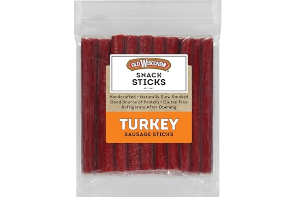 Old Wisconsin Turkey Sausage Snack Sticks, Naturally Smoked, Ready to Eat, High Protein, Low Carb, Keto, Gluten Free, 28 Ounc