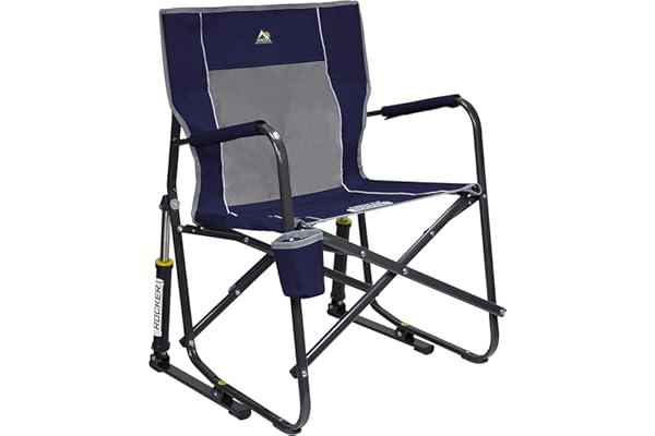 GCI Outdoor Freestyle Rocker Camping Chair | Portable Folding Rocking Chair with Solid, Durable Armrests, Drink Holder & Comf