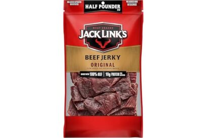 Jack Link's Beef Jerky, Original, Half Pounder Large Jerky Bag - Flavorful Meat Snack, Ready to Eat Protein Snacks with 10g o