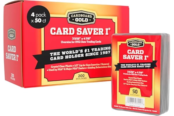 Cardboard Gold CARD SAVER 1-200 Count - Semi Rigid Card Holder, Trading Card Protectors - PSA-Approved Cardsaver for Baseball