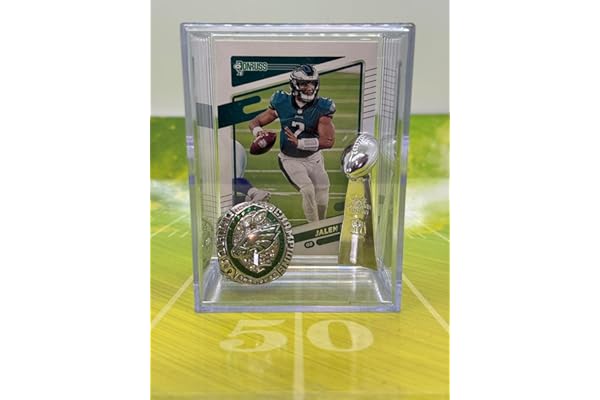 Philadelphia Eagles 2025 Super Bowl LIX Replica Championship Ring & mini Lombardi Trophy Shadowbox w/Jalen Hurts Card