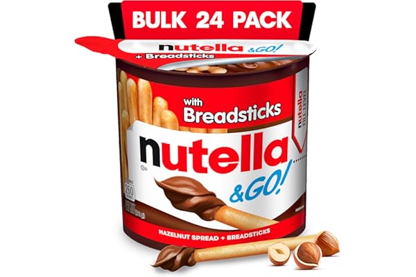 Nutella & GO! Bulk 24 Pack, Hazelnut and Cocoa Spread with Breadsticks, Stocking Stuffers, Snack Cups, 1.8 oz Each​