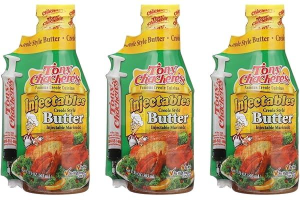 Tony Chachere Injectable Marinades with Injector, Creole Style Butter, 3 Count