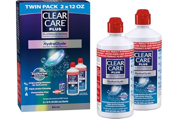 Clear Care Plus Cleaning Solution with Lens Case, Twin Pack, Multi, 12 Oz, Pack of 2