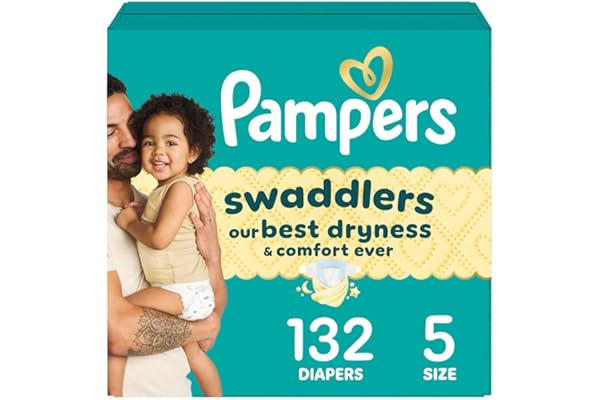 Pampers Swaddlers Diapers, Size 5 (20-37 lbs), 132 Count, Absorbent, Keeps Baby Dry and Comfortable, Skin Safe Disposable Bab