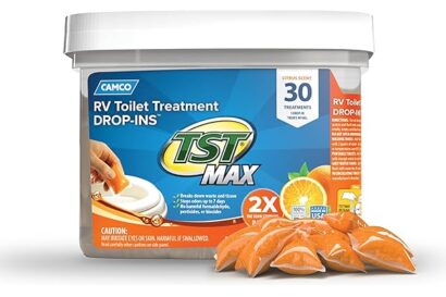 Camco TST MAX RV Toilet Treatment Drop-INs - Control Unwanted Odors & Break Down Waste and Tissue - Safe Septic Tank Treatmen