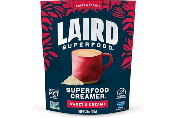 Laird Superfood Non-Dairy Superfood Creamer - Coconut Powder Coffee Creamer - Sweet & Creamy - Gluten Free, Non-GMO, Vegan -