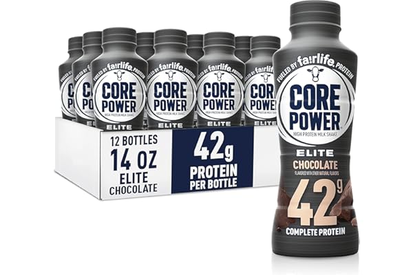 Core Power Elite High Protein Shake, Chocolate, 42g Bottle, 14oz, 12 Pack