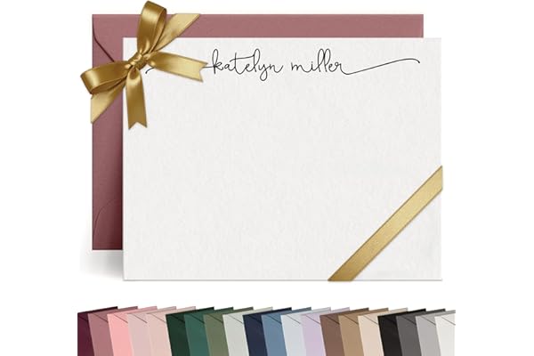 Curio Press Personalized Stationery Notecards with Envelopes, A2 Custom Note Cards, Personalized Thank You Cards with Envelop