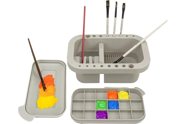 MyLifeUNIT Paint Brush Cleaner, Paint Brush Holder and Organizers with Palette for Acrylic, Watercolor, and Water-Based Paint