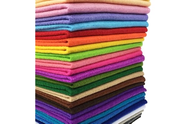 flic-flac 28pcs 12 x 8 inches (30cmx20cm) 1.4mm Thick Soft Felt Fabric Sheet Assorted Color Felt Pack DIY Craft Sewing Square