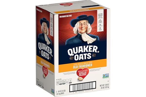 Quaker Old Fashioned Rolled Oats, Non GMO Project Verified, Two 64oz Bags in Box, 90 Servings, 4 Pound (Pack of 2)