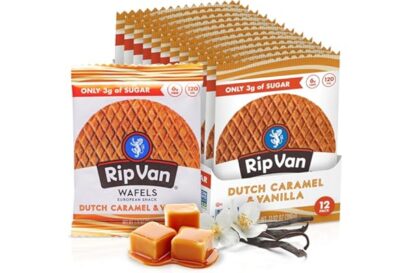 Rip Van Wafels Dutch Caramel & Vanilla Stroopwafels, Healthy Snacks, Non-GMO, Low Calorie, Low Sugar (3g), Office Snacks, Ket