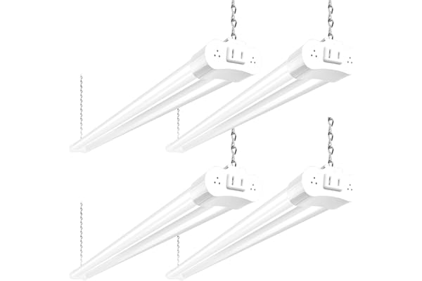 hykolity 4 Pack Linkable LED Shop Light, 4FT 42W [250W Equivalent], 4400lm, 5000K Daylight, with Plug, Utility Light Fixture,