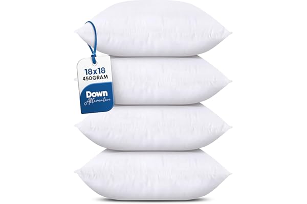 Utopia Bedding Throw Pillows (Set of 4, White), 18 x 18 Inches Pillows for Sofa, Bed and Couch Decorative Stuffer Pillow