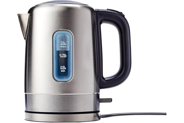 Amazon Basics Electric Stainless Steel Kettle for Tea and Coffee, BPA-Free, Fast Boiling, Auto Shut-Off, 1.1 Quarts, 1500W, B