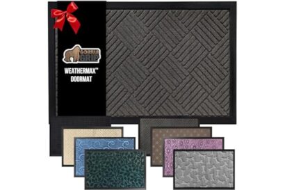 GORILLA GRIP 100% Waterproof All-Season WeatherMax Doormat US Designed Natural Rubber, Stain Fade Resistant, Low Profile Indo