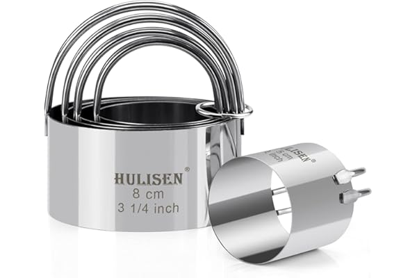 HULISEN Biscuit Cutter Set (5 Pieces/Set), Round Cookies Cutter with Handle, Professional Baking Dough Tools, Gift Package