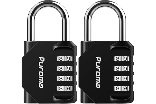 Puroma 2 Pack Combination Lock for Locker 4 Digit Outdoor Waterproof Padlock for School, Gym, Sports, Fence, Toolbox, Gate, C