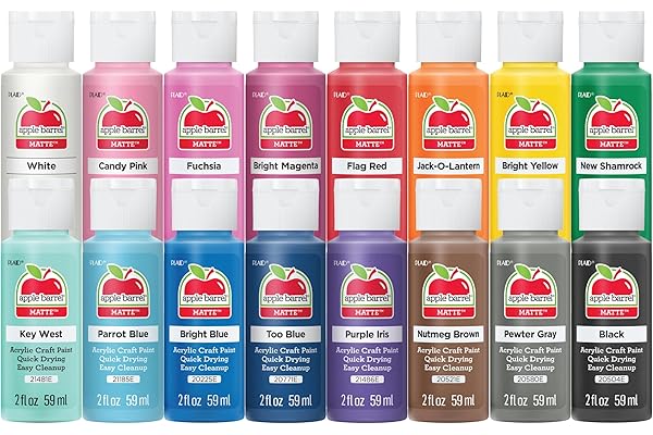 Apple Barrel, Vibrant Spectrum Collection Acrylic Craft Paint, PROMOABIII, 2 fl oz each, 16 assorted matte colors, 16 count