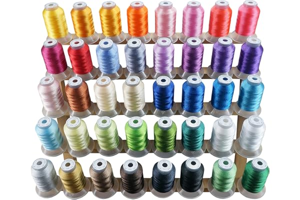 New brothread 40 Colors Compatible with Brother Polyester Embroidery Machine Thread Kit 500M (550Y) Each Spool Compatible wit