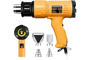 SEEKONE Heat Gun 1800W 122℉-1202℉（50℃- 650℃）Fast Heating Heavy Duty Hot Air Gun Kit Variable Temperature Control Overheat Pro