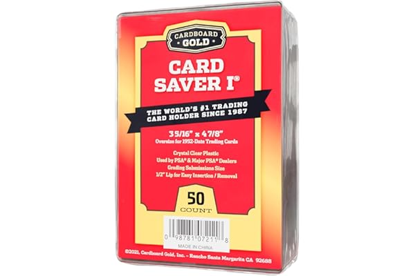 Cardboard Gold Card Saver 1 - 50 Count - Semi Rigid Card Holder, Trading Card Protectors - PSA-Approved Cardsaver for Basebal