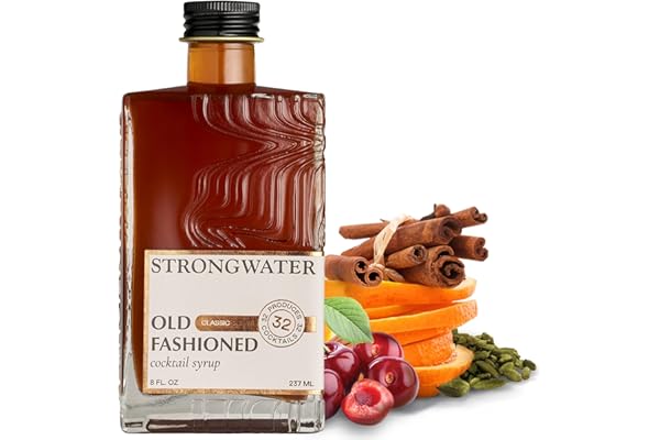 Strongwater Old Fashioned Mix - Makes 32 Cocktails - Handcrafted Old Fashioned Syrup with Bitters, Orange, Cherry, Organic De