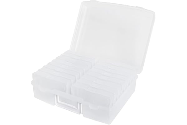 novelinks Clear 4" x 6" Photo Organizer with Handle – 16 Transparent Inner Photo Storage Cases, Portable Picture Keeper & Cra