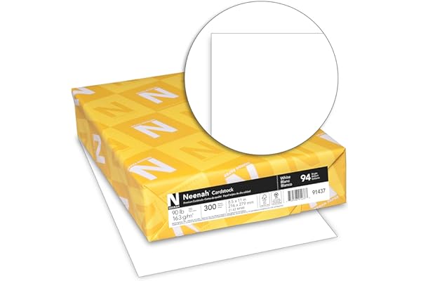 Neenah Index Cardstock, 8.5" x 11", 90 lb/163 gsm, White, Lightweight, 94 Brightness, 300 Sheets (91437)