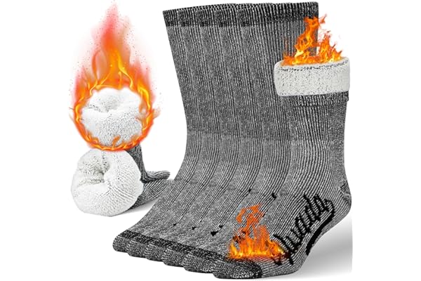 Alvada Merino Wool Hiking Socks Thermal Warm Crew Winter Boot Sock For Men & Women 3 Pairs