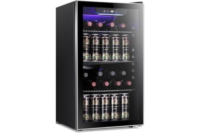 Antarctic Star 26 Bottle 130 Can Wine Cooler/Cabinet Beverage Refrigerator Mini Wine Cellar Beer Soda Clear Glass Door Bar Fr