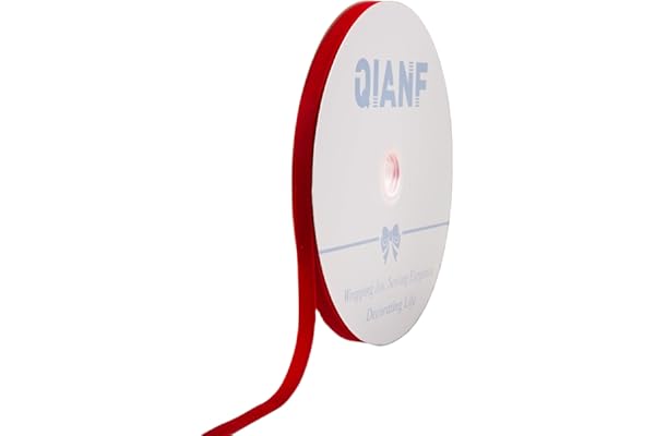 QIANF Vintage Red Velvet Ribbon, 3/8 Inch X 25Yd