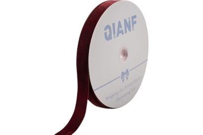 QIANF Vintage Burgundy Velvet Ribbon, 1 Inch X 25Yd